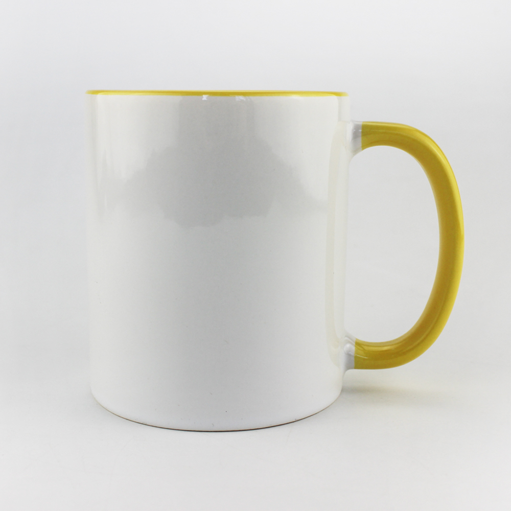 High Quality Sublimation White Blank 11oz fringe and inside color mug