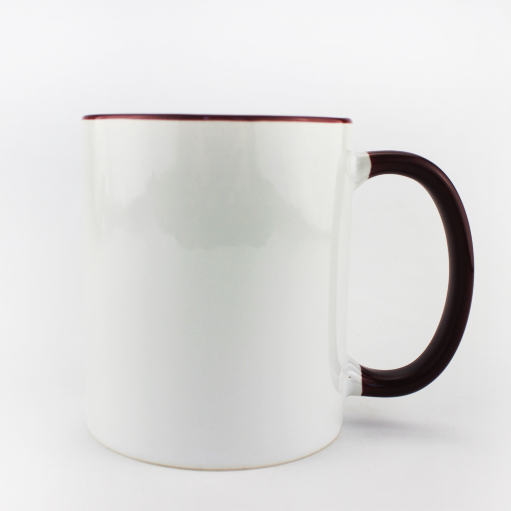 High Quality Sublimation White Blank 11oz fringe and inside color mug