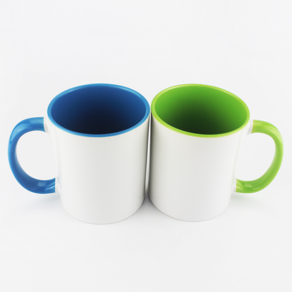High Quality Sublimation White Blank 11oz fringe and inside color mug