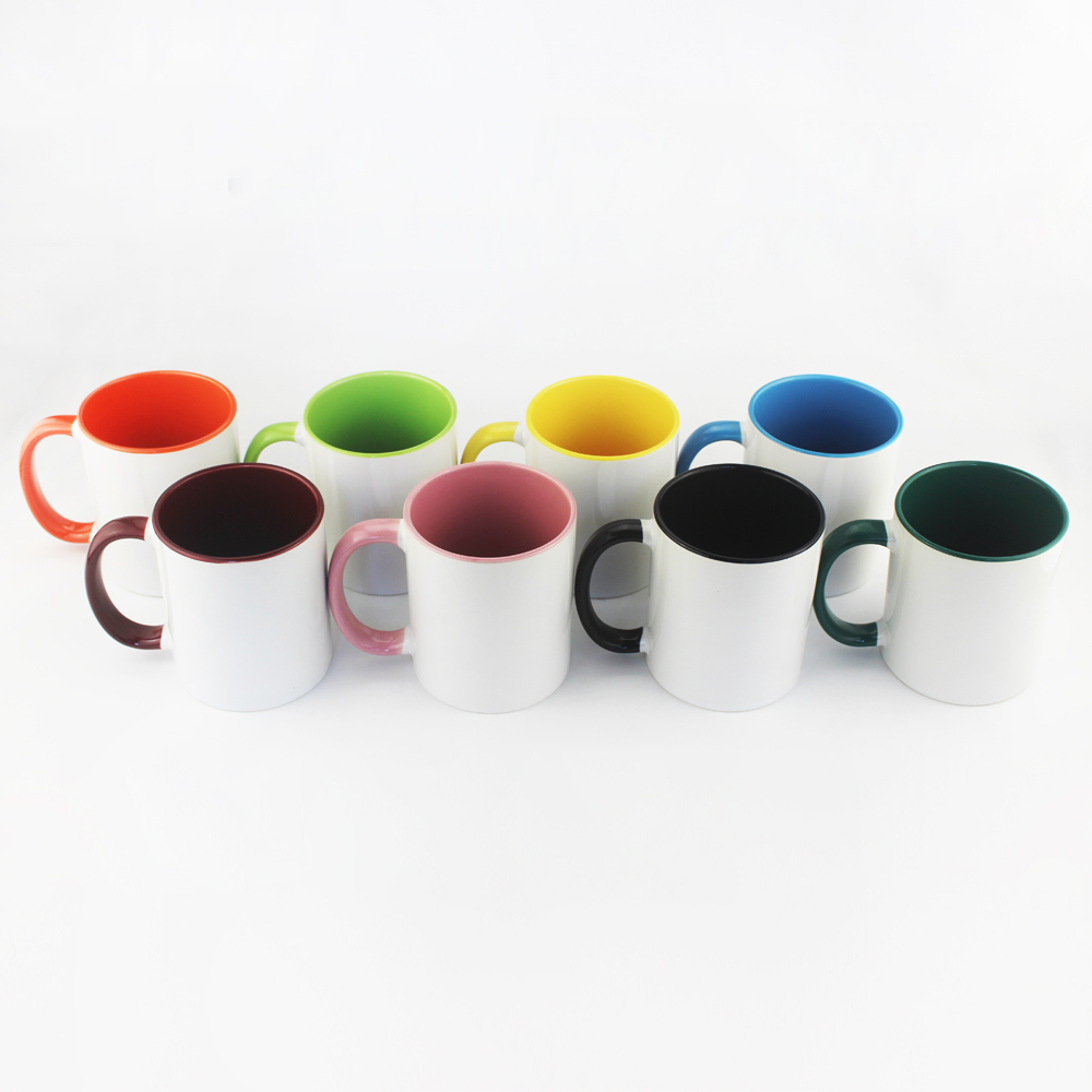High Quality Sublimation White Blank 11oz fringe and inside color mug