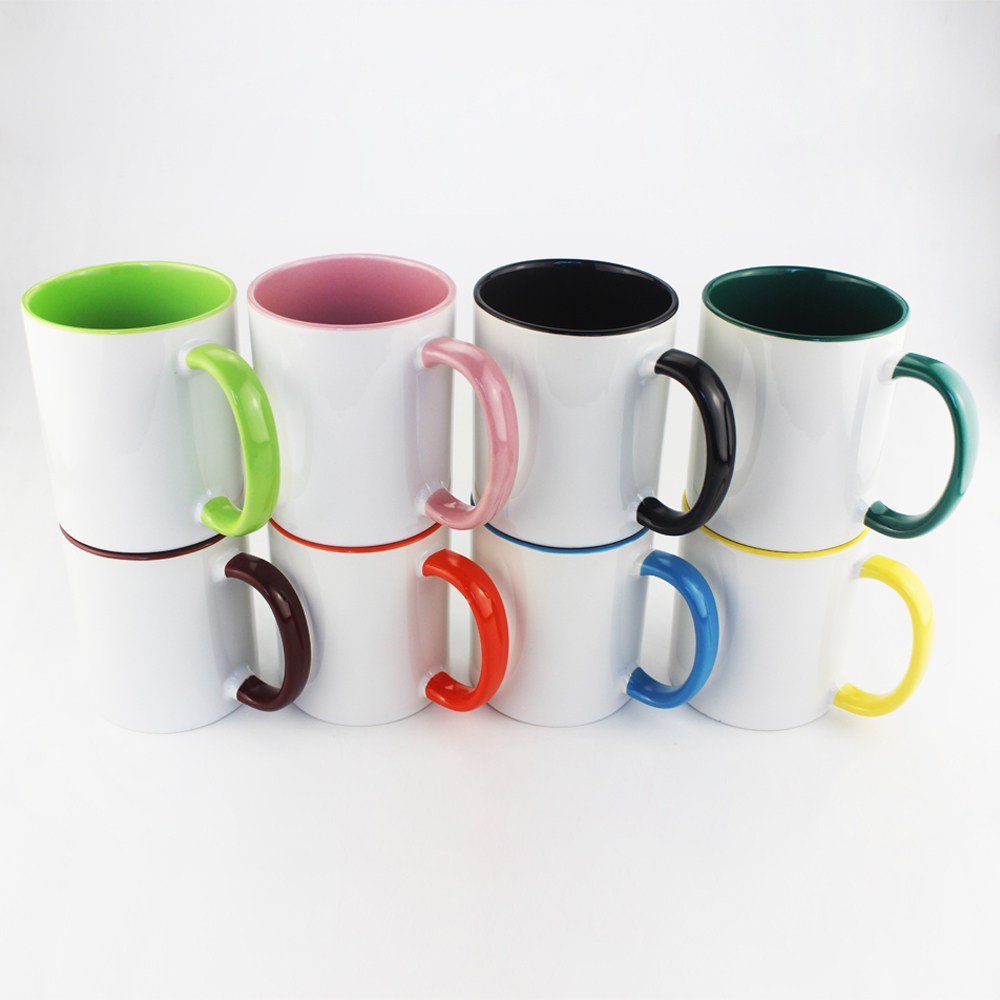 High Quality Sublimation White Blank 11oz fringe and inside color mug