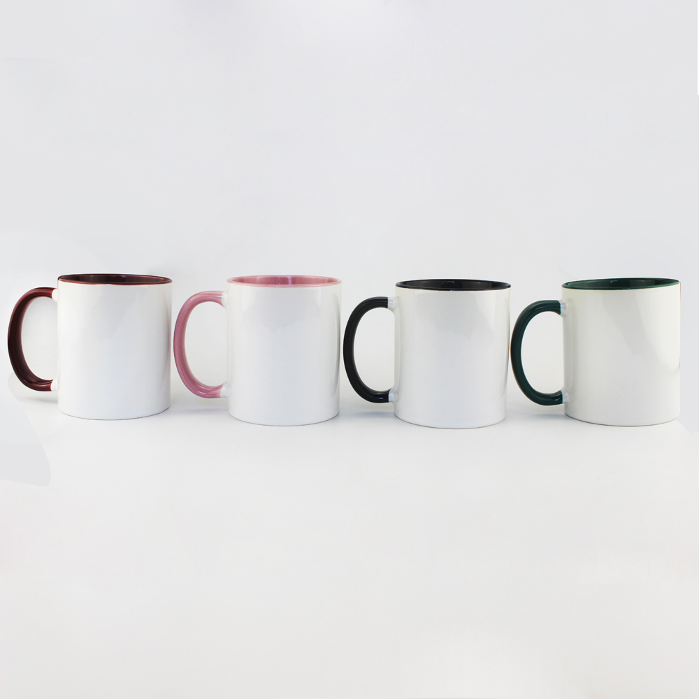 High Quality Sublimation White Blank 11oz fringe and inside color mug