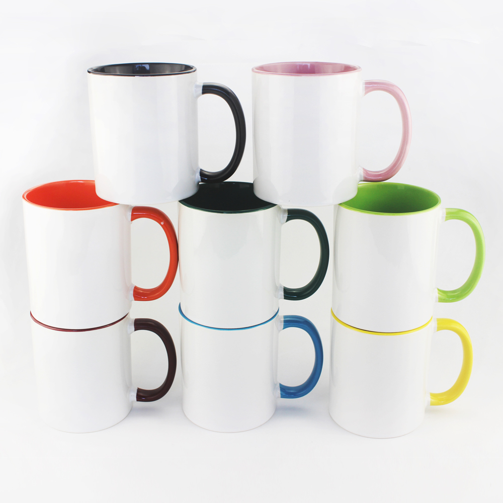 High Quality Sublimation White Blank 11oz fringe and inside color mug