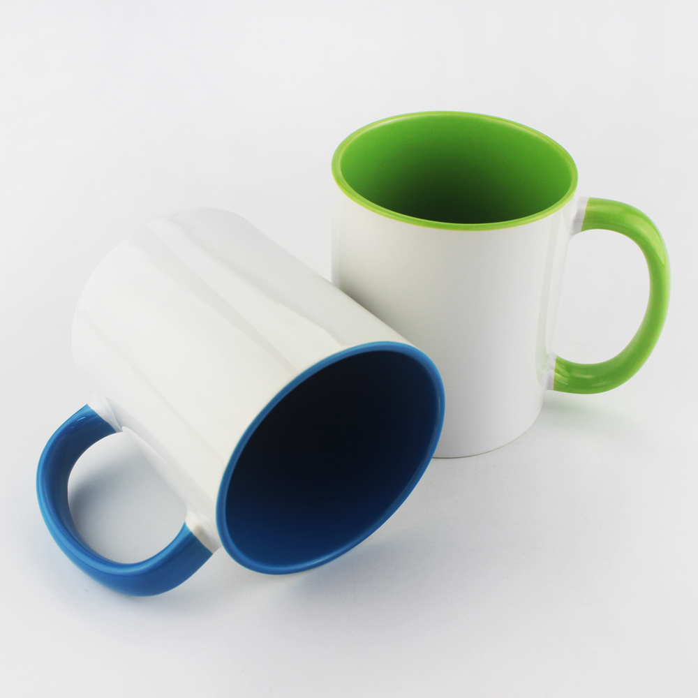 High Quality Sublimation White Blank 11oz fringe and inside color mug