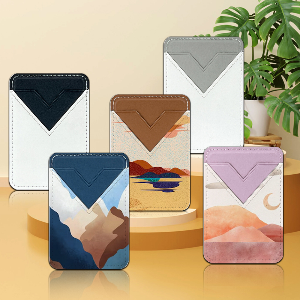Wholesale Sublimation Blank Phone Wallet, DIY PU Leather Card Holder for Back of Phone, Heat Transfer PU Leather Adhesive Card Holder Pocket