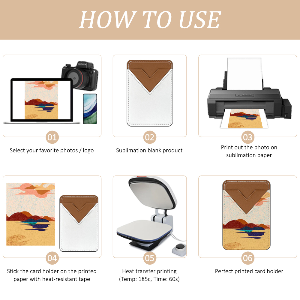 Wholesale Sublimation Blank Phone Wallet, DIY PU Leather Card Holder for Back of Phone, Heat Transfer PU Leather Adhesive Card Holder Pocket