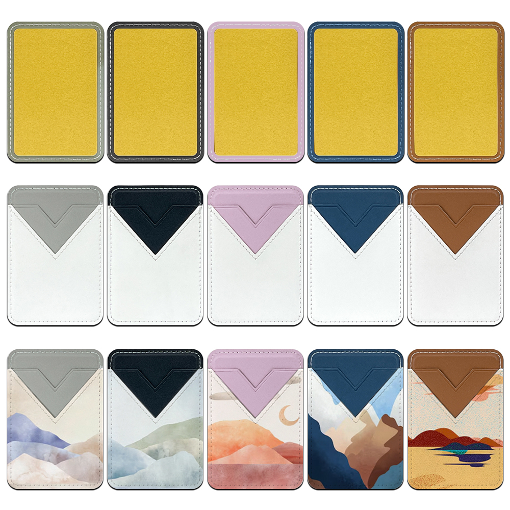 Wholesale Sublimation Blank Phone Wallet, DIY PU Leather Card Holder for Back of Phone, Heat Transfer PU Leather Adhesive Card Holder Pocket
