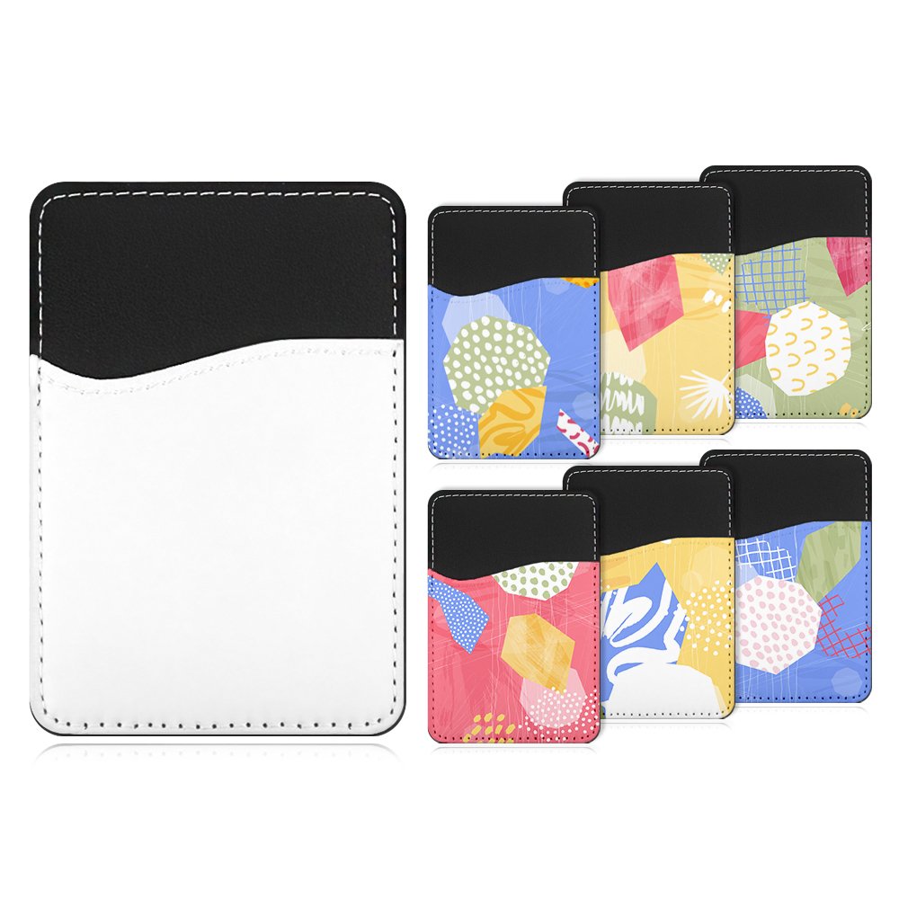 Wholesale Sublimation Blank Phone Holder, DIY PU Leather Card Holder for Phone, Heat Transfer PU Leather Adhesive Card Pocket