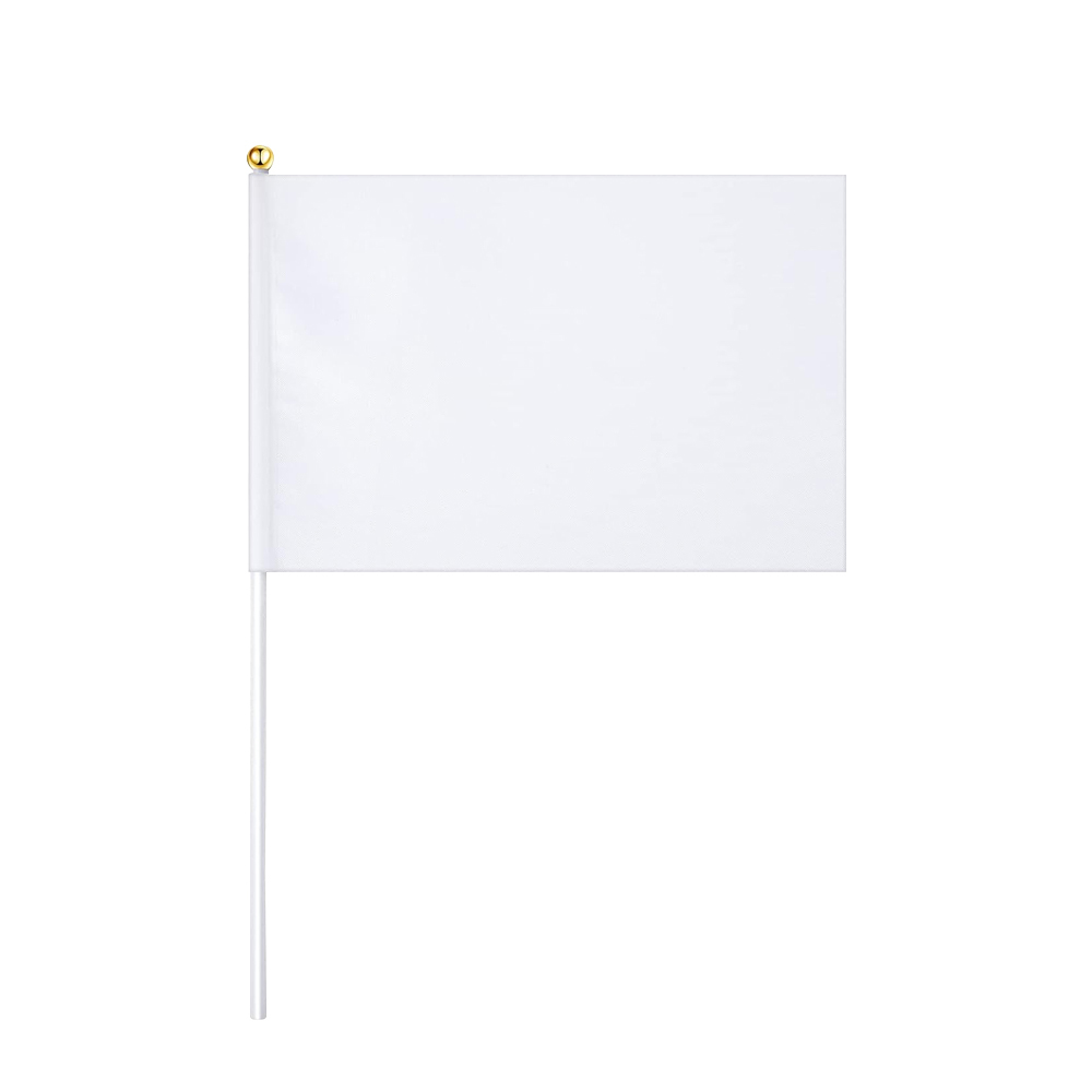 White Blank Sublimation Mini Flags; Hand Held Solid White Blank Flag; Plain White DIY Color Small Flags; Sublimation White Polyester/Warp Knitting Flag for Various Occasion