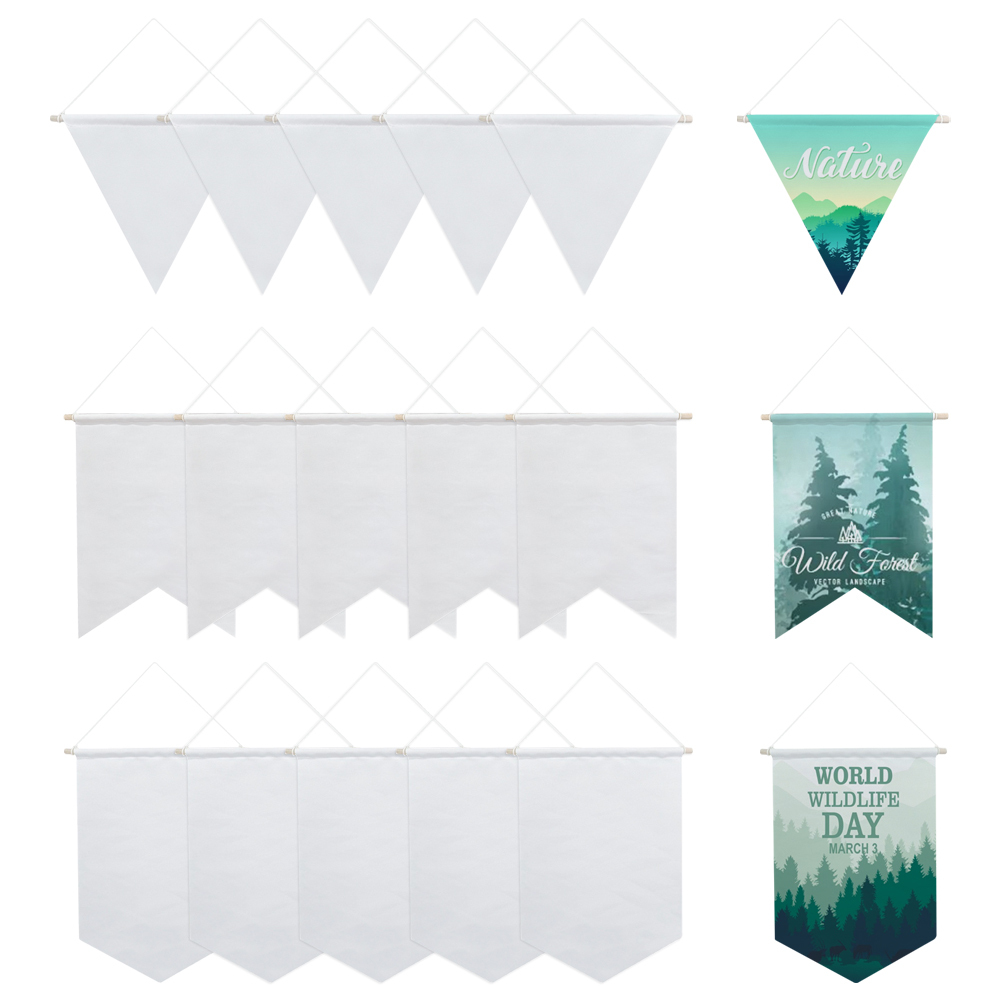 Sublimation Pennant Wall Hanging; Heat Transfer Blank Hanging Flag Banner for Room Decor; Sublimation Canvas Blank Heat Trannsfer Pennant