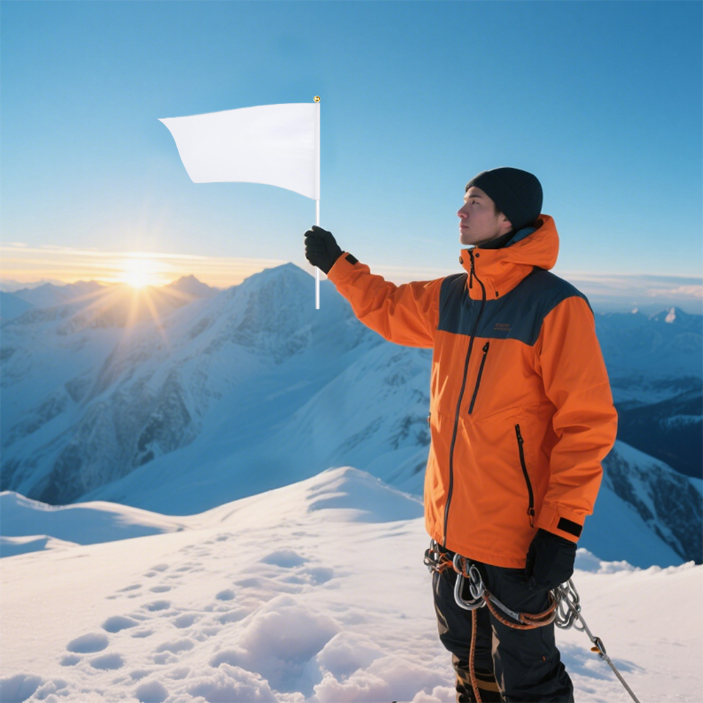 White Blank Sublimation Mini Flags; Hand Held Solid White Blank Flag; Plain White DIY Color Small Flags; Sublimation White Polyester/Warp Knitting Flag for Various Occasion
