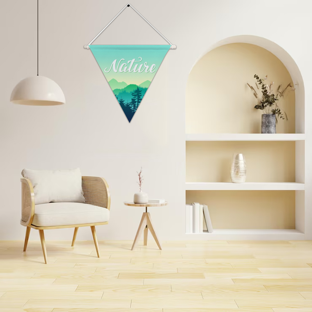 Sublimation Pennant Wall Hanging; Heat Transfer Blank Hanging Flag Banner for Room Decor; Sublimation Canvas Blank Heat Trannsfer Pennant