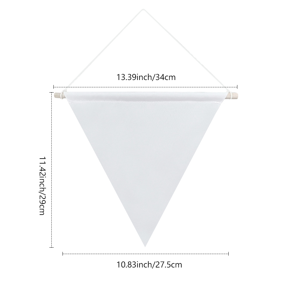 Sublimation Pennant Wall Hanging; Heat Transfer Blank Hanging Flag Banner for Room Decor; Sublimation Canvas Blank Heat Trannsfer Pennant