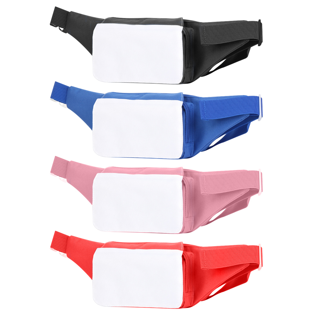 Sublimation Polyester Waist Bag; Heat Transfer Waist Pouch with Adjustable Strap Zipper for DIY Hiking Traveling Biking Festival Sports Outdoors Workout