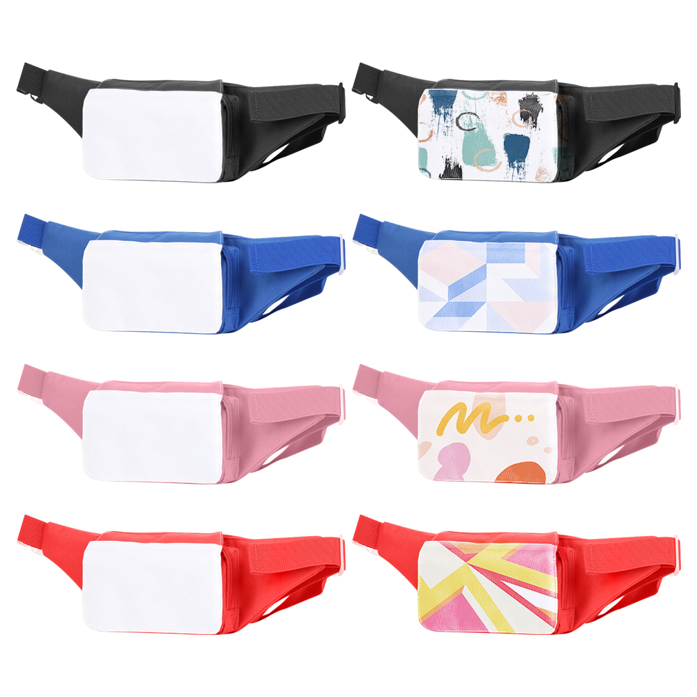 Sublimation Polyester Waist Bag; Heat Transfer Waist Pouch with Adjustable Strap Zipper for DIY Hiking Traveling Biking Festival Sports Outdoors Workout