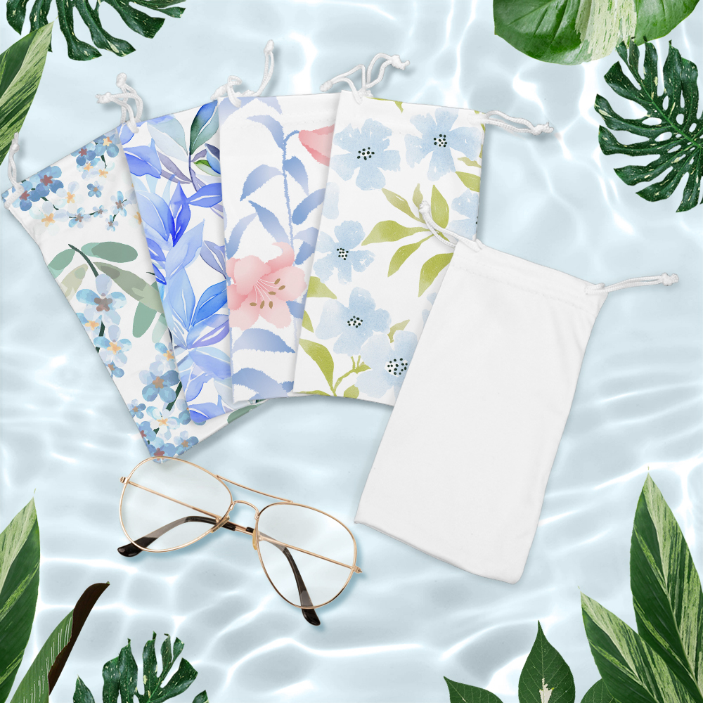 Microfiber Sublimation Blank Eyeglass Pouch; DIY Soft Sunglasses Bag Pouches Bulk with Drawstrings for Heat Transfer; Sublimation Storage Pouch for Sunglasses,Jewelry and more