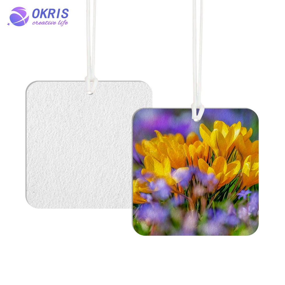 3mm Sublimation Felt Fragrance Tablets with Rope; Wholesale Blank Air Freshener Sheets for Car/Home; DIY Heat Transfer Scented Decor