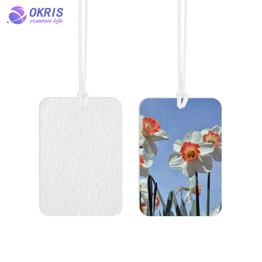 3mm Sublimation Felt Fragrance Tablets with Rope; Wholesale Blank Air Freshener Sheets for Car/Home; DIY Heat Transfer Scented Decor