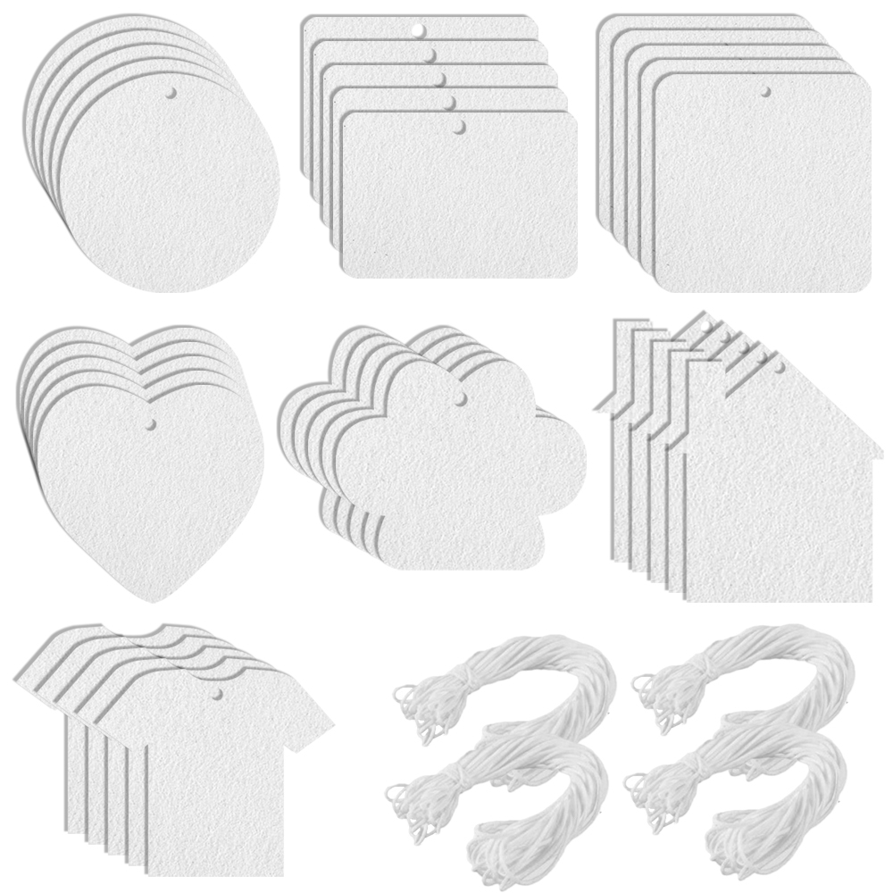 3mm Sublimation Felt Fragrance Tablets with Rope; Wholesale Blank Air Freshener Sheets for Car/Home; DIY Heat Transfer Scented Decor