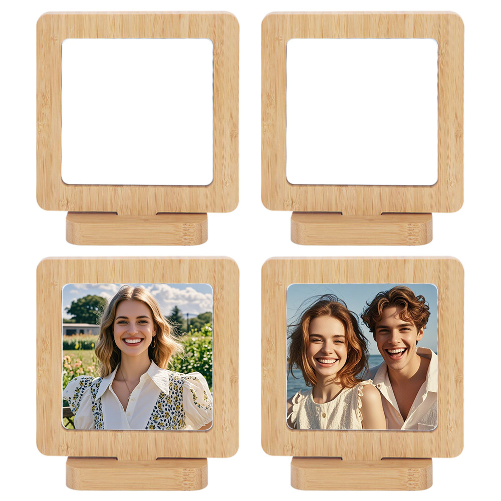 Custom Sublimation Blank Bamboo Photo Frame Wholesale - Heat Transfer Wedding Commemorative Frame - Personalized Memorial Gift for Anniversaries & Events