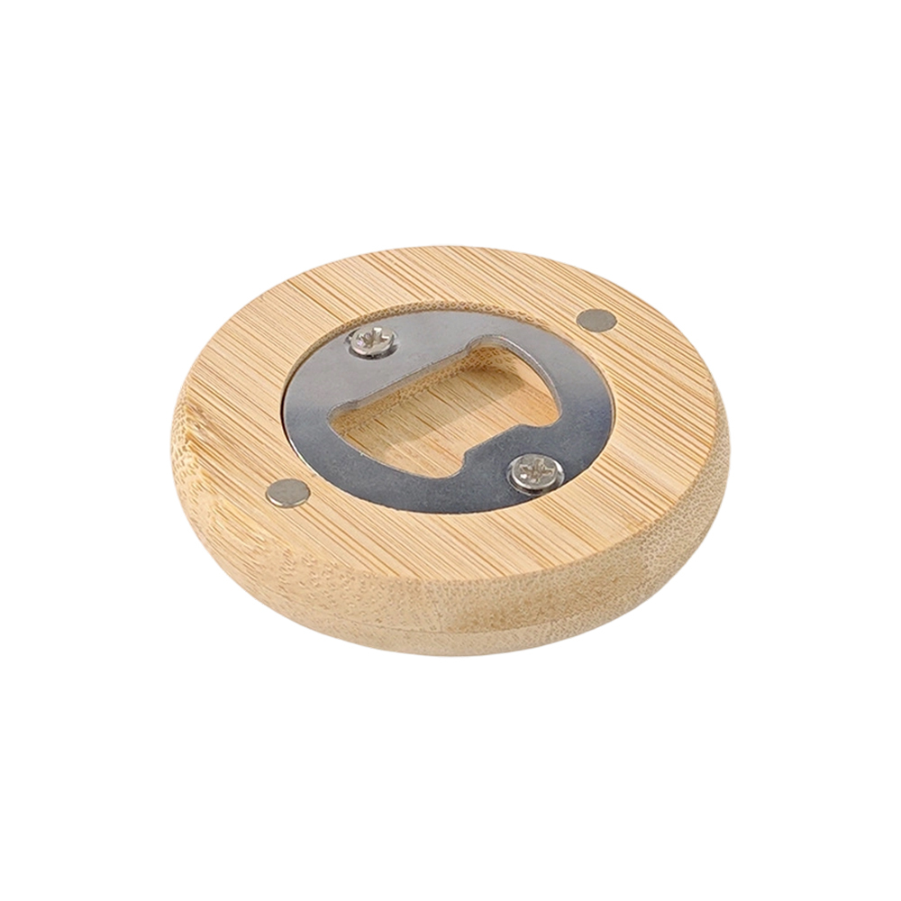 Sublimation Bamboo Round Bottle Opener - DIY Magnetic Heat Transfer Compatible, Personalized Refrigerator Sticker Style