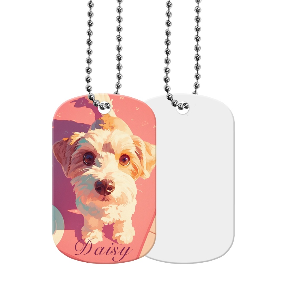 Stainless Steel Sublimation Dog Tag - Double Sided Blanks, Personalized Metal Pet Tag for Heat Transfer DIY