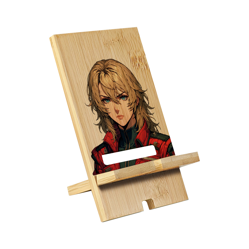 Sublimation Bamboo Phone Stand Holder - Adjustable Bracket with Charge Slot Design, Heat Transfer Compatible for DIY Customization