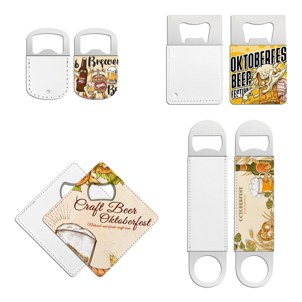 Double-Sided Print Sublimation Metal Bottle Opener with PU; Beer Bottle Opener for Home & Restaurant;Blank Gifts for Heat Transfer