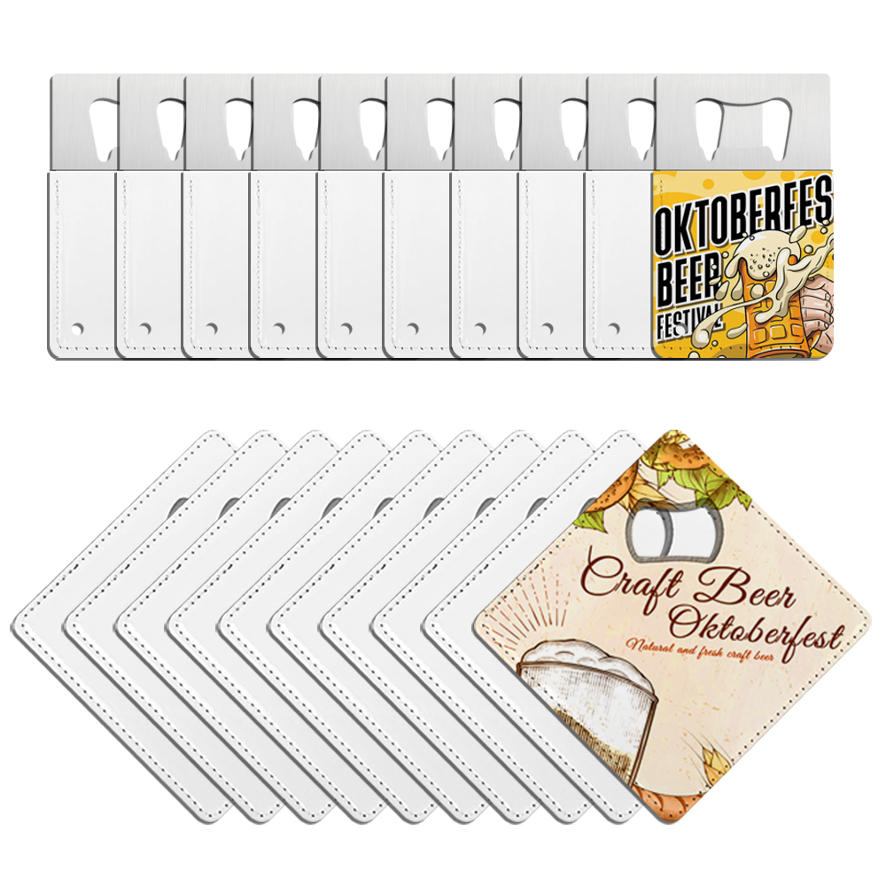 Double-Sided Print Sublimation Metal Bottle Opener with PU; Beer Bottle Opener for Home & Restaurant;Blank Gifts for Heat Transfer