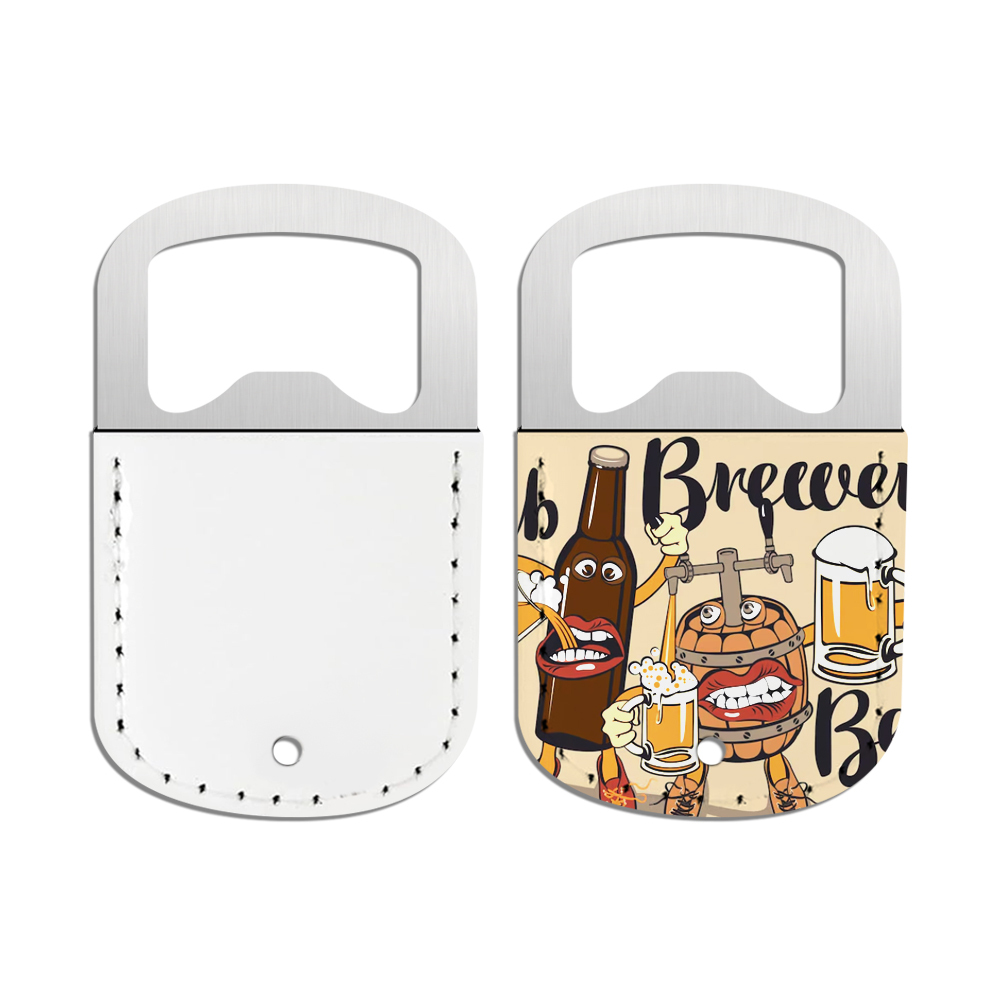 Double-Sided Print Sublimation Metal Bottle Opener with PU; Beer Bottle Opener for Home & Restaurant;Blank Gifts for Heat Transfer