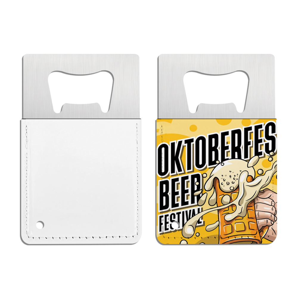 Double-Sided Print Sublimation Metal Bottle Opener with PU; Beer Bottle Opener for Home & Restaurant;Blank Gifts for Heat Transfer