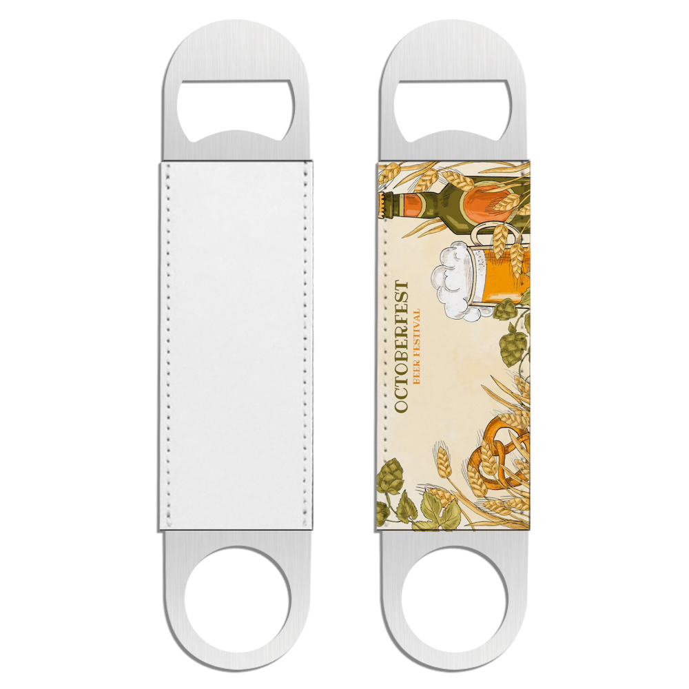 Double-Sided Print Sublimation Metal Bottle Opener with PU; Beer Bottle Opener for Home & Restaurant;Blank Gifts for Heat Transfer