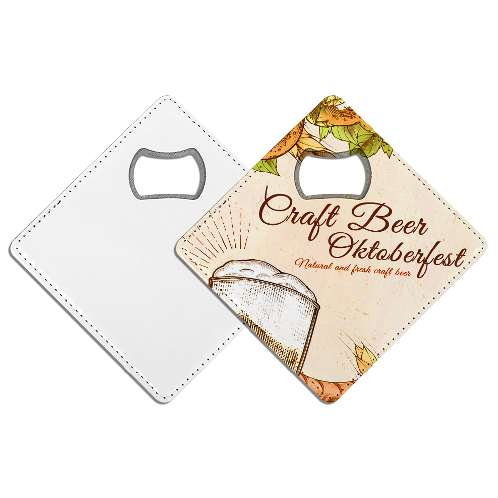 Double-Sided Print Sublimation Metal Bottle Opener with PU; Beer Bottle Opener for Home & Restaurant;Blank Gifts for Heat Transfer