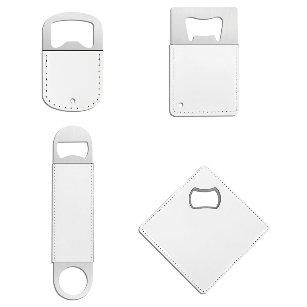 Double-Sided Print Sublimation Metal Bottle Opener with PU; Beer Bottle Opener for Home & Restaurant;Blank Gifts for Heat Transfer