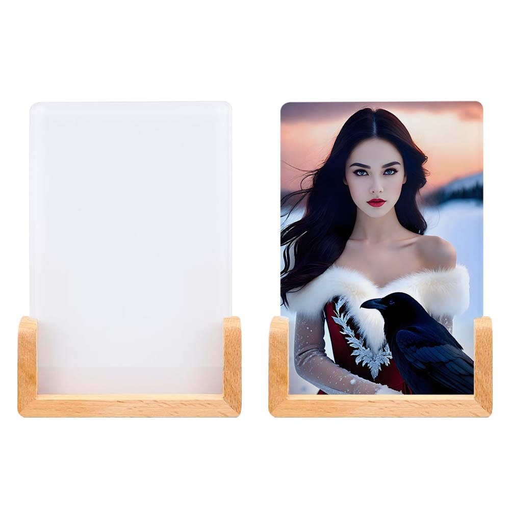 Sublimation-Ready Acrylic Photo Frames with Wood Base – DIY Blank Photo Panel for Heat Transfer Customization