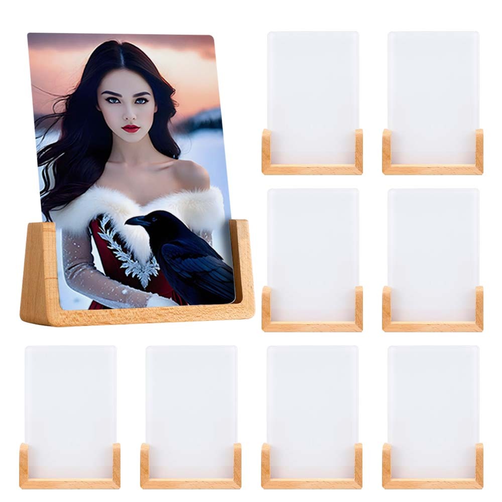 Sublimation-Ready Acrylic Photo Frames with Wood Base – DIY Blank Photo Panel for Heat Transfer Customization