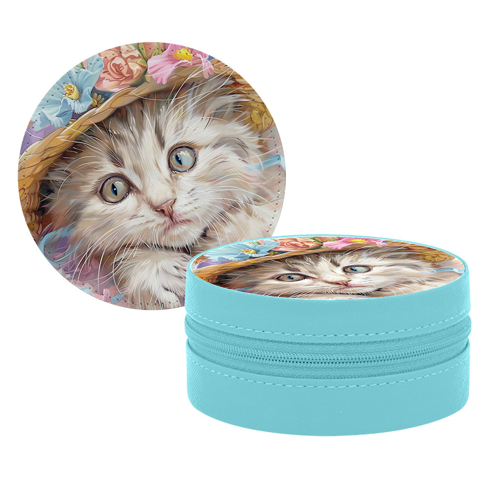 PU Leather Sublimation Jewelry Box; Portable Travel Jewelry Case for Women, Customizable Heat Transfer Storage Organizer