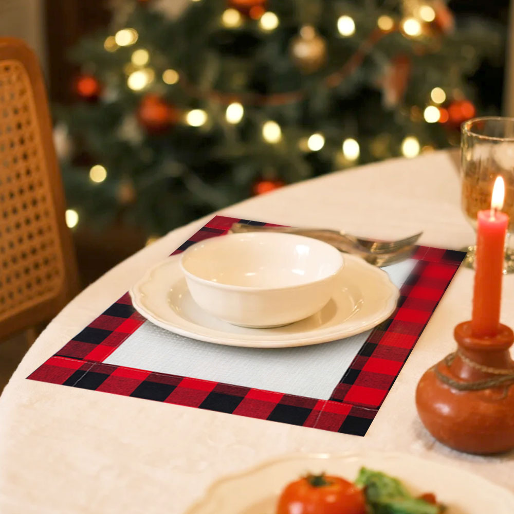 For Christmas Sublimation Blank Linen Placemats – DIY Heat Transfer Washable Table Mats for Holiday Dining, Parties & Special Events