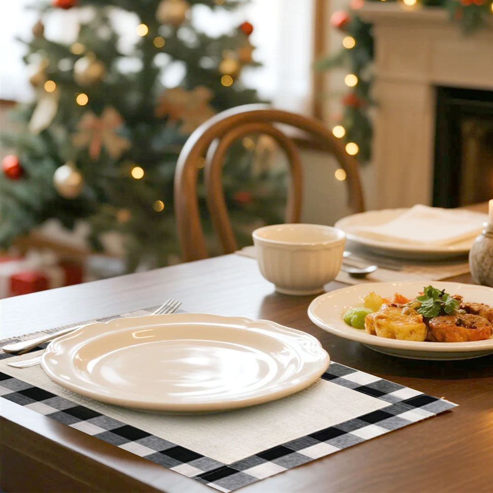 For Christmas Sublimation Blank Linen Placemats – DIY Heat Transfer Washable Table Mats for Holiday Dining, Parties & Special Events