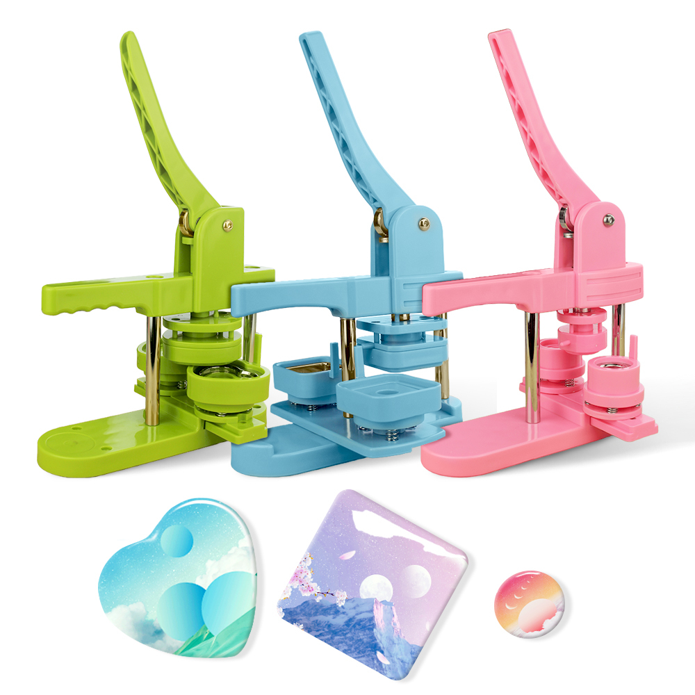 DIY Button Badge Maker Machine – No Installation Required for Square/Round/Heart Shape Buttons (Perfect for Kids & Crafting)