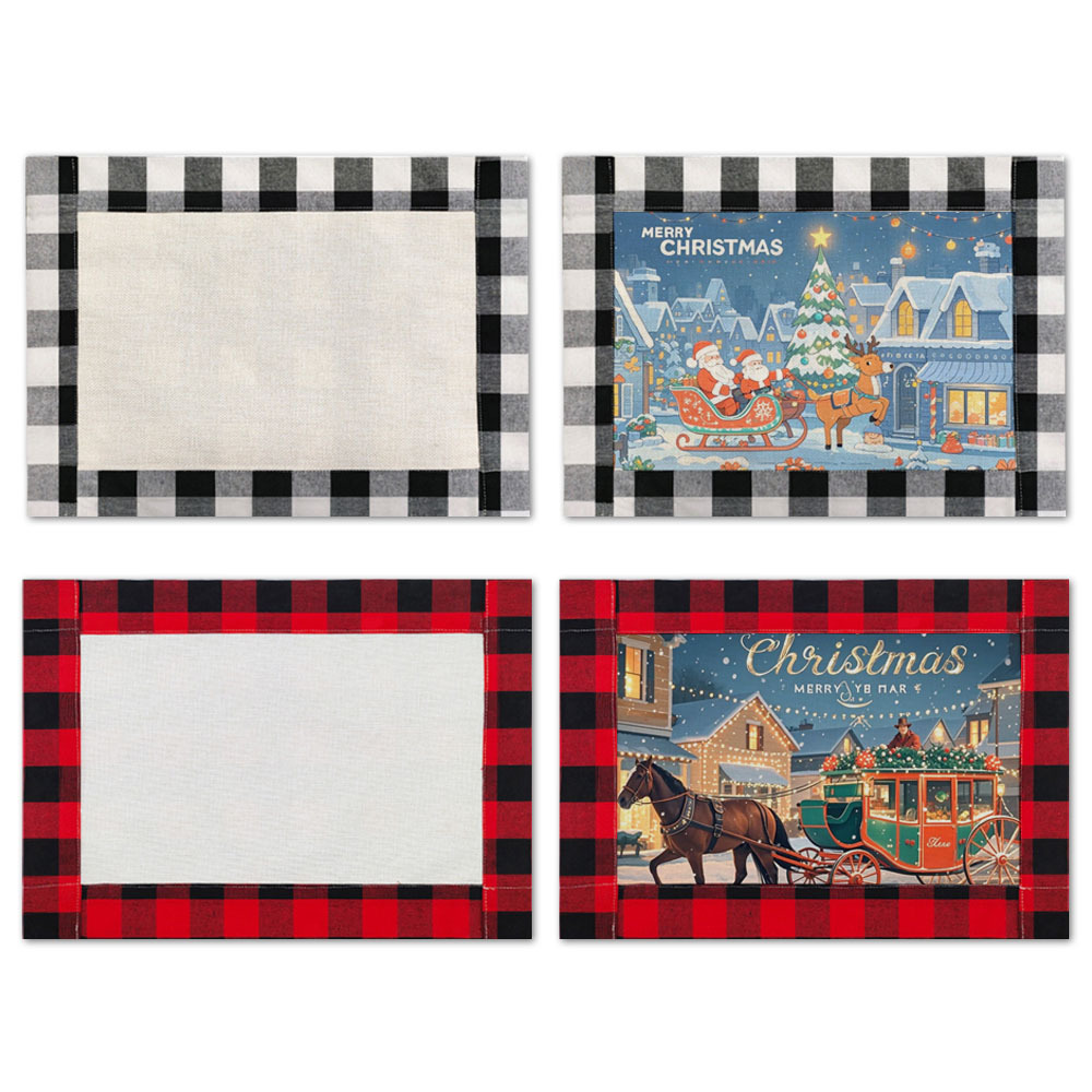 For Christmas Sublimation Blank Linen Placemats – DIY Heat Transfer Washable Table Mats for Holiday Dining, Parties & Special Events