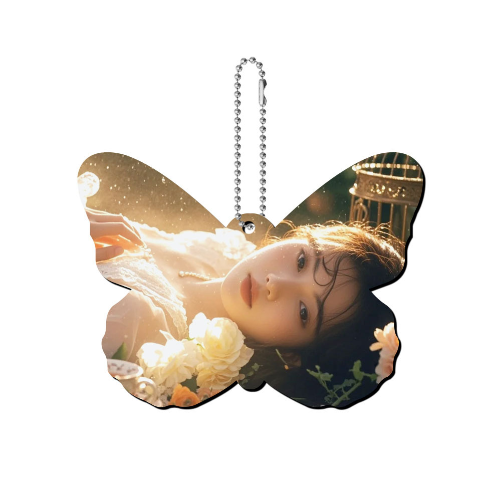 Custom Sublimation Butterfly Car Hanging Ornament; MDF Blank Car Pendant for Heat Transfer; Personalized Blank Memorial Gift for Couples, Women, Men