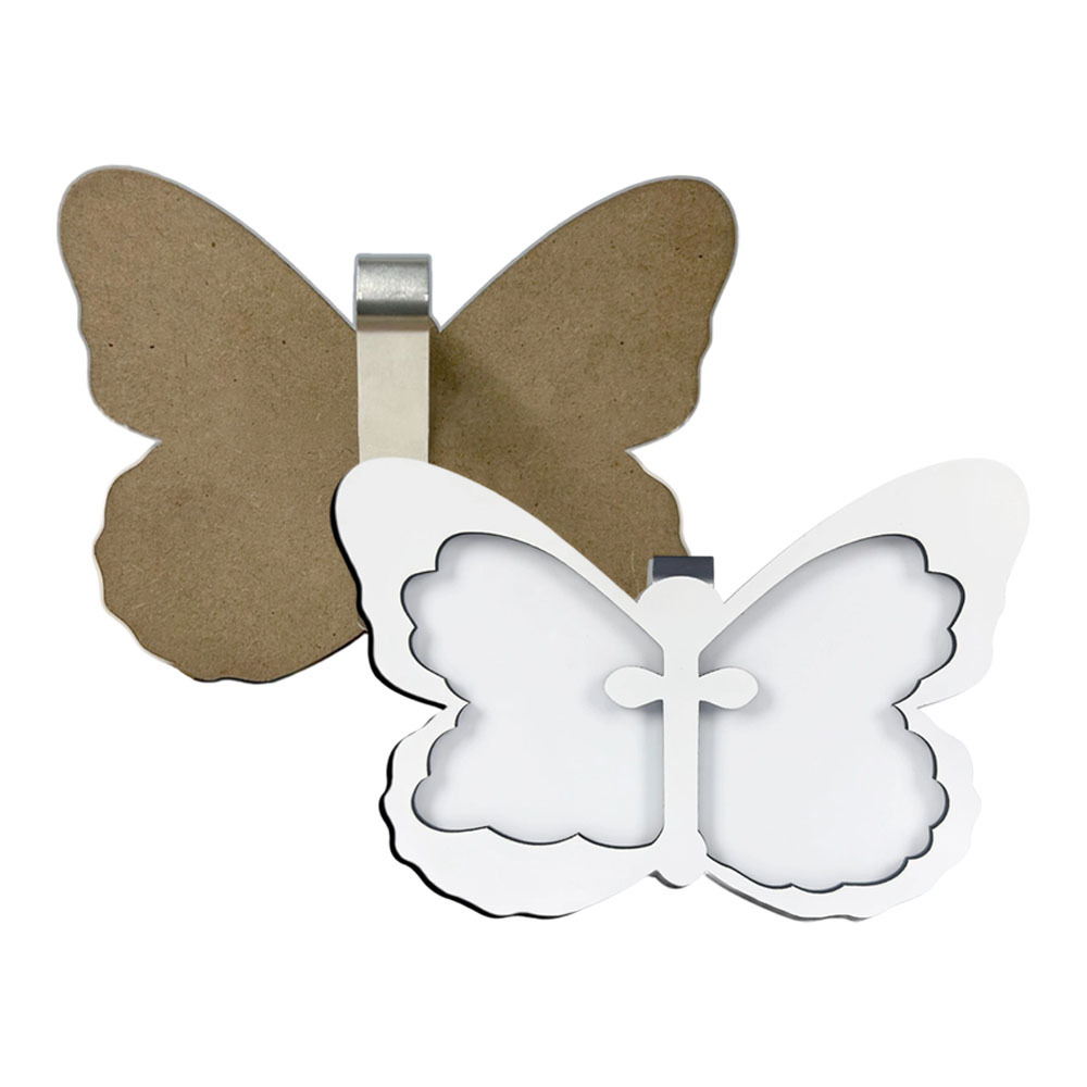 Sublimation Butterfly Shape Car Sun Visor Clip; MDF Car Sun Visor Photo Holder Blank for Heat Transfer; Sublimation Blank for Gift