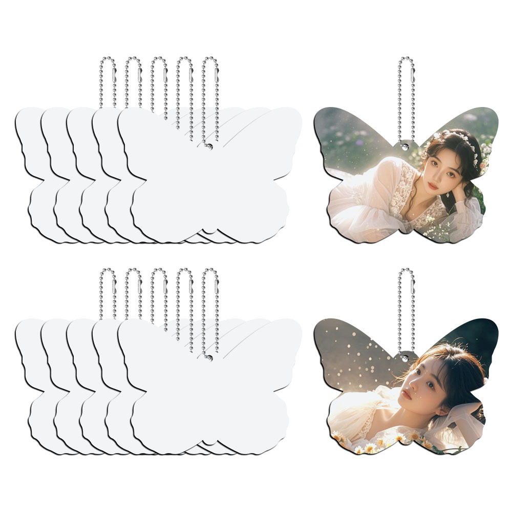 Custom Sublimation Butterfly Car Hanging Ornament; MDF Blank Car Pendant for Heat Transfer; Personalized Blank Memorial Gift for Couples, Women, Men