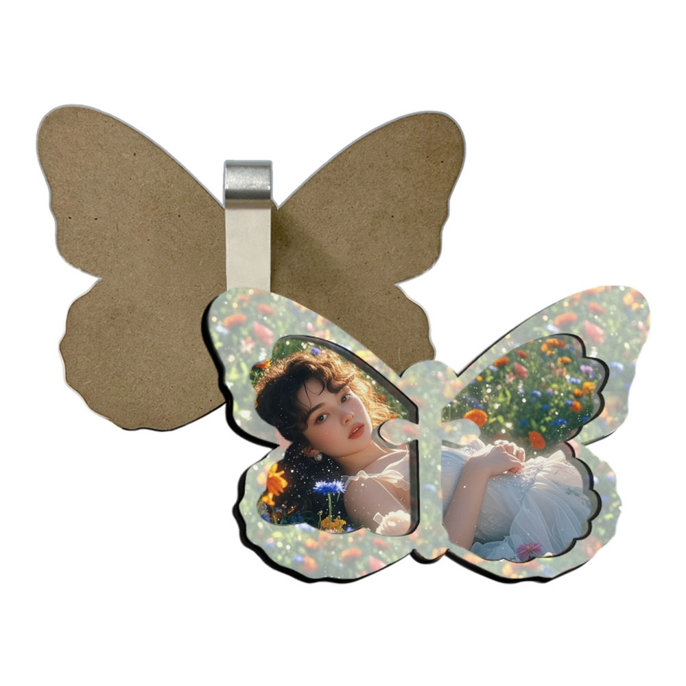 Sublimation Butterfly Shape Car Sun Visor Clip; MDF Car Sun Visor Photo Holder Blank for Heat Transfer; Sublimation Blank for Gift