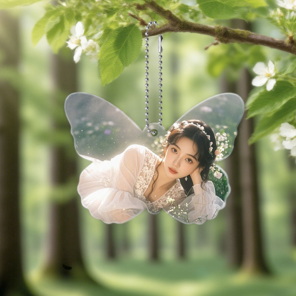 Custom Sublimation Butterfly Car Hanging Ornament; MDF Blank Car Pendant for Heat Transfer; Personalized Blank Memorial Gift for Couples, Women, Men