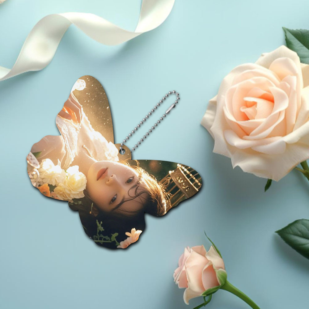 Custom Sublimation Butterfly Car Hanging Ornament; MDF Blank Car Pendant for Heat Transfer; Personalized Blank Memorial Gift for Couples, Women, Men