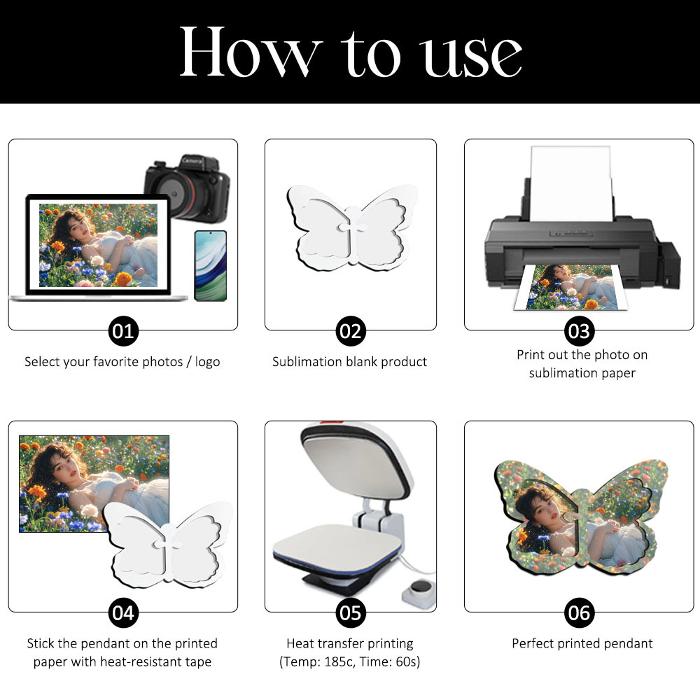 Sublimation Butterfly Shape Car Sun Visor Clip; MDF Car Sun Visor Photo Holder Blank for Heat Transfer; Sublimation Blank for Gift
