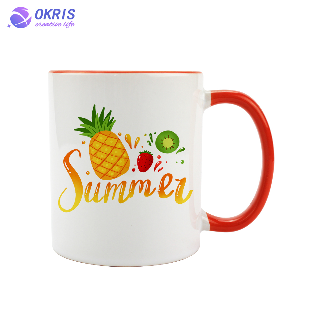 White Ceramic Sublimation Mug - 11oz Blank Heat Transfer Mug for Custom Designs, Dishwasher Safe & Professional Printing