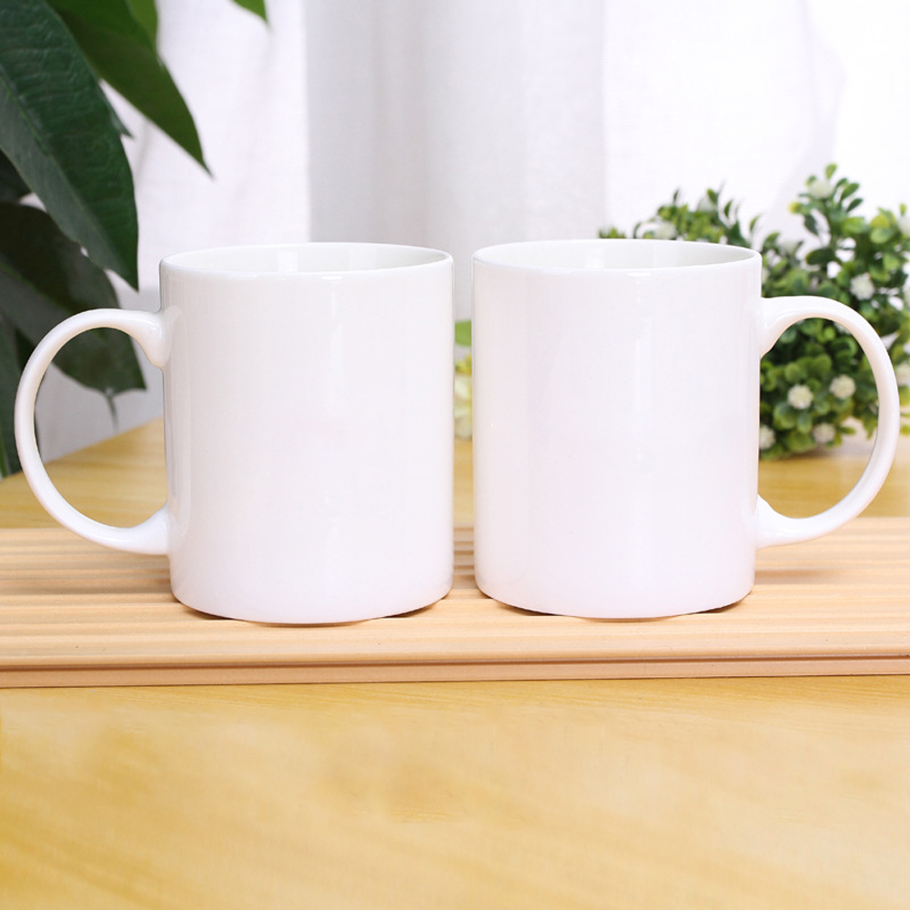 White Ceramic Sublimation Mug - 11oz Blank Heat Transfer Mug for Custom Designs, Dishwasher Safe & Professional Printing